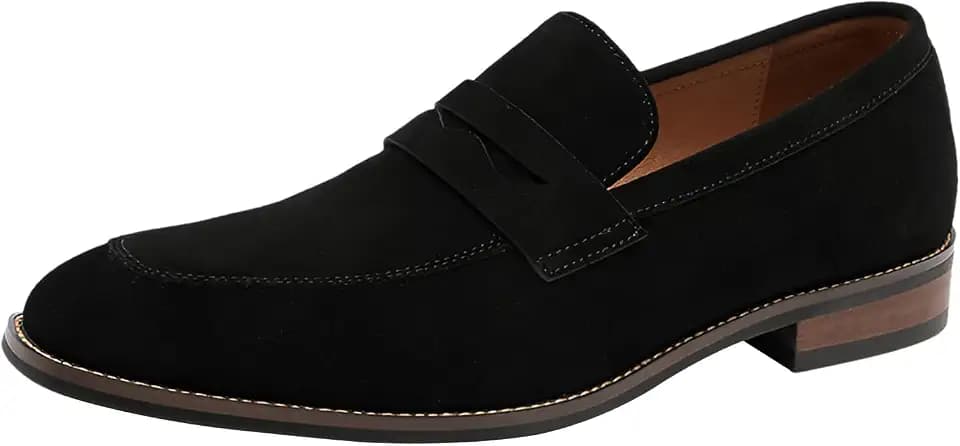 ANUFER Herren Echtes Wildleder Penny Loafers Schicke Slip-On Formell Anzugschuhe