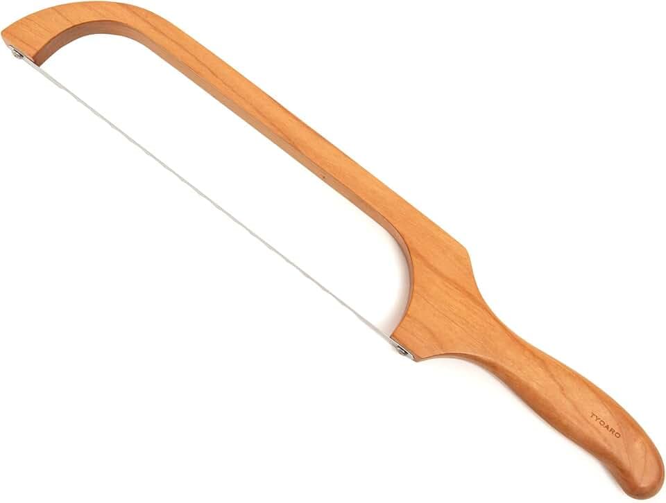TYOARO Wooden Bread Bow Knife Cherry 16" - Bagel & Sourdough Slicer Cutter
