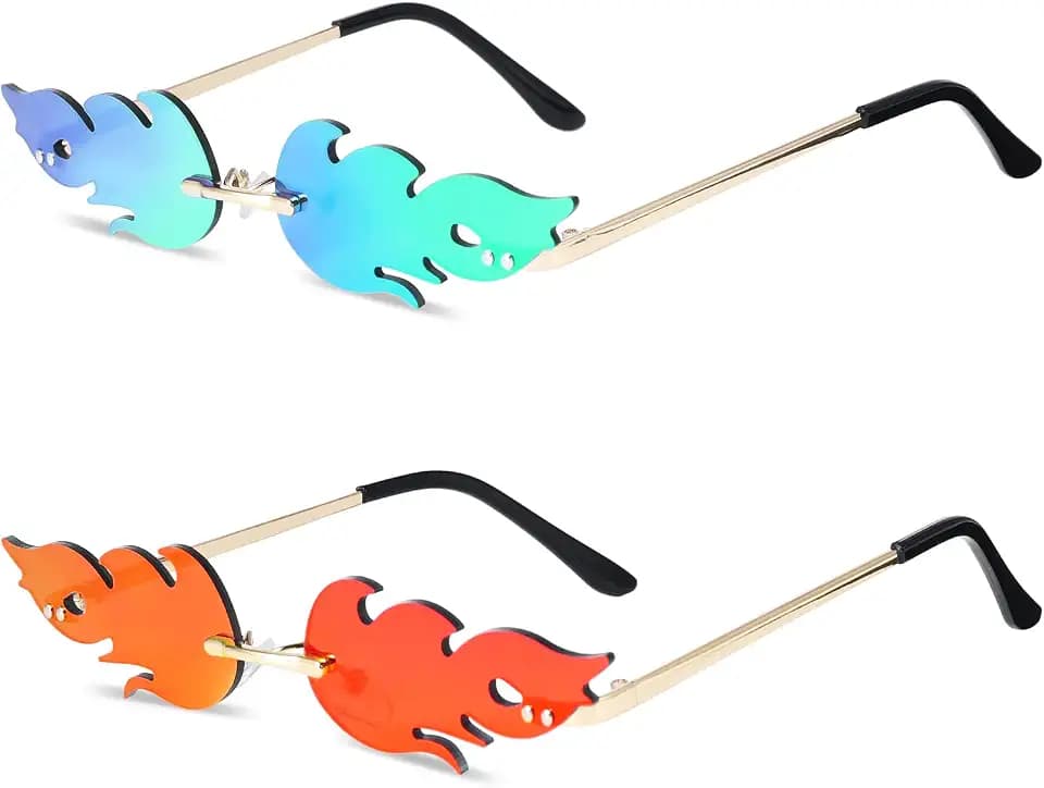 2 Stück Party Hippie Flammen Sonnenbrille Unisex