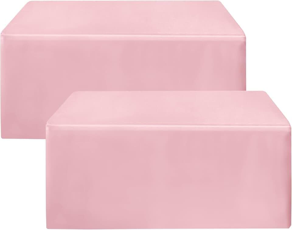Fitted Table Cloths For 4 Foot Rectangle Tables,Vendor Booth 2 Pcs Pink