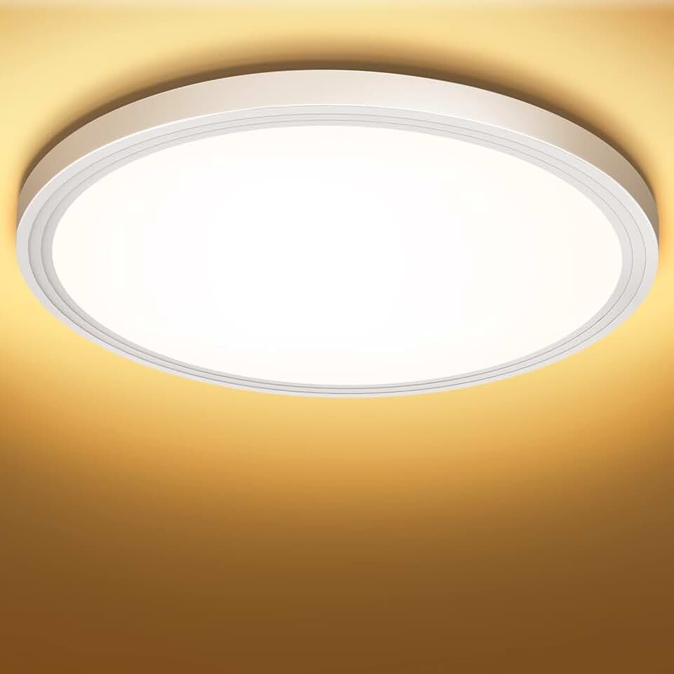Deckenlampe Led Deckenleuchte Flach Rund - Warmweiß 18W 3000K 1600LM IP44 LED Badezimmer Lampe Badlampe Decke Küchenlampe für Bad Flur Schlafzimmer Balkon Wohnzimmer Küche Keller Lampe UltraDünn 223mm