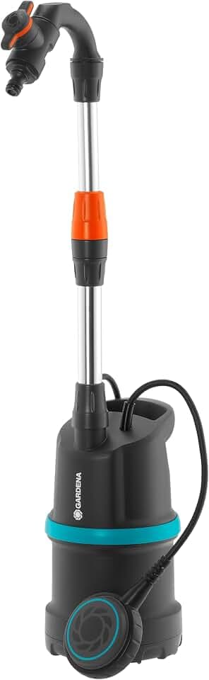 Gardena Regenfasspumpe 4000/1 mit Kabel: Tauchdruckpumpe mit integriertem Filter, Fördermenge 4000 l/h, Regulierventil zur Einstellung der Wasserenge (1762-20)