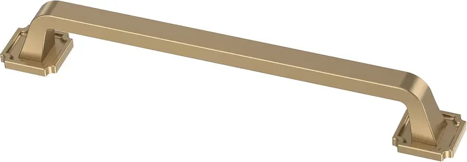 Franklin Brass 10 Pack Champagne Bronze Gold Cabinet Handles 6-5/16 inch (160mm) Kitchen Cabinet Handles and Drawer Pulls for Cupboards and Dressers |Notched Backplate