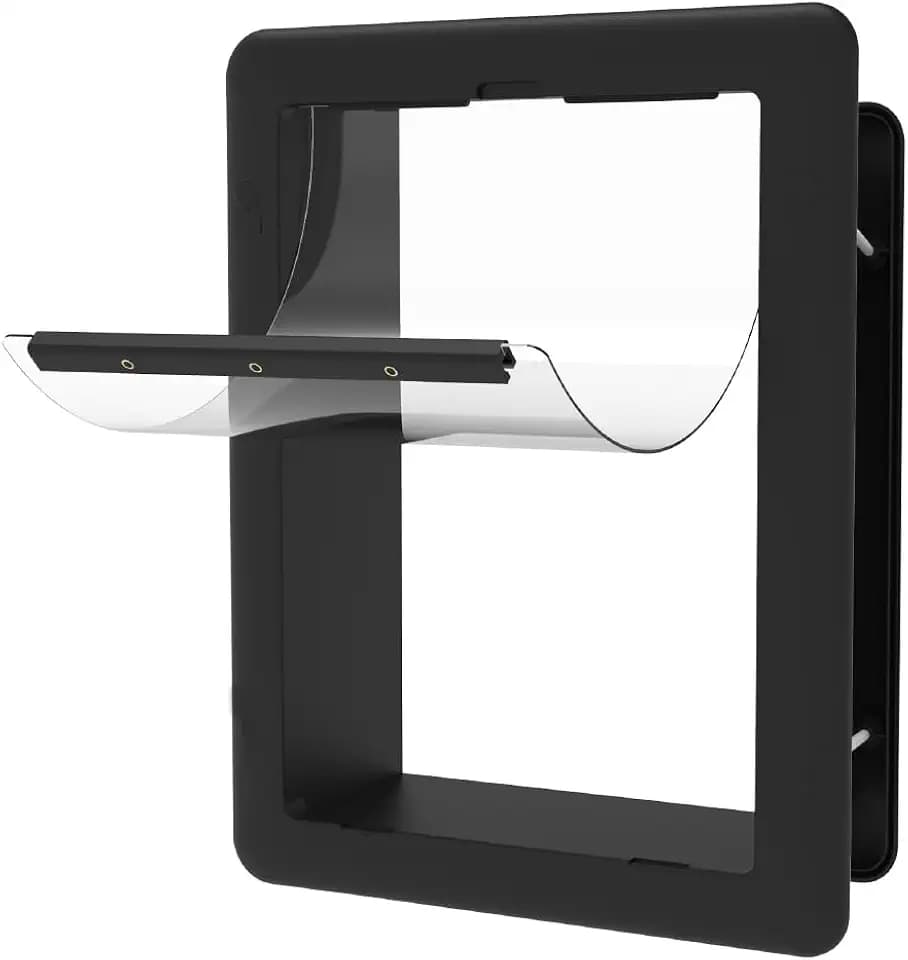 Hakuna Pets Essential Pet Door for Screens, Doors and Walls up to 2.8" Thick, for Dogs up to 20lbs, Small, Black