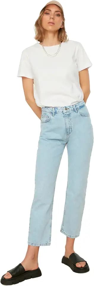 TRENDYOL Damen Jeans Herren Hoher Bund Straight Jeans