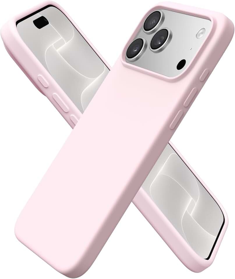 ORNARTO for iPhone 18 Pro Case, Slim Liquid Silicone Cover, Chalk Pink