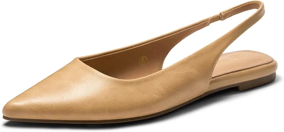 Coutgo Womens Slingback Flats Pointed Closed Toe Slip On Ballet Dress Shoes