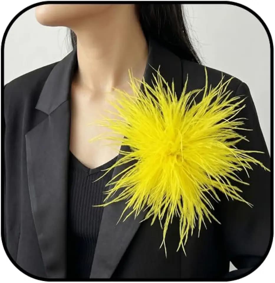 Dainty Feather Flower Brooch Pin for Women Oversized Floral Lapel Pins Elegant Feather Corsage Brooches Suit Clothes Shawl Dress for Wedding Party Banquet Dance Trendy Jewelry 150mm