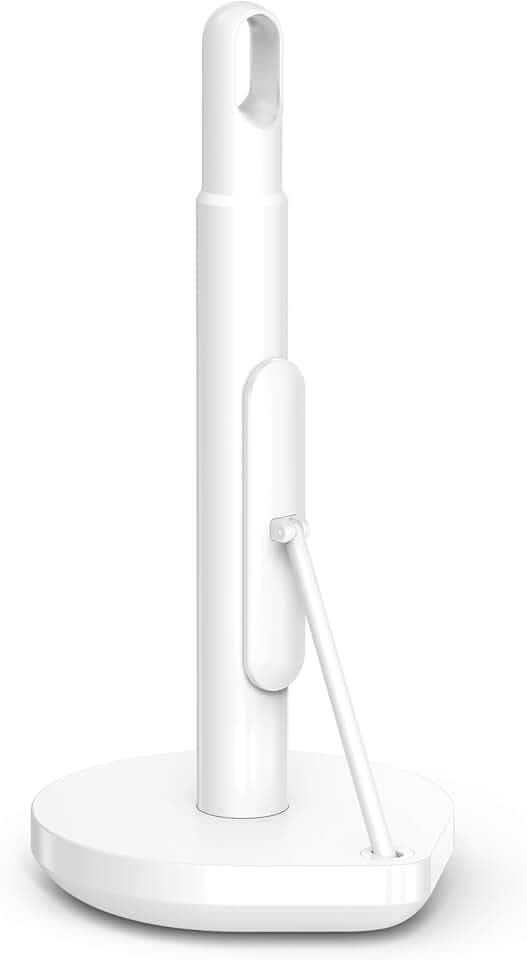 simplehuman KT1205 Spannarm Küchenrollenhalter, Küchenrollenhalter stehend, Papierrollenhalter, weißer Stahl, 5 Jahre Garantie