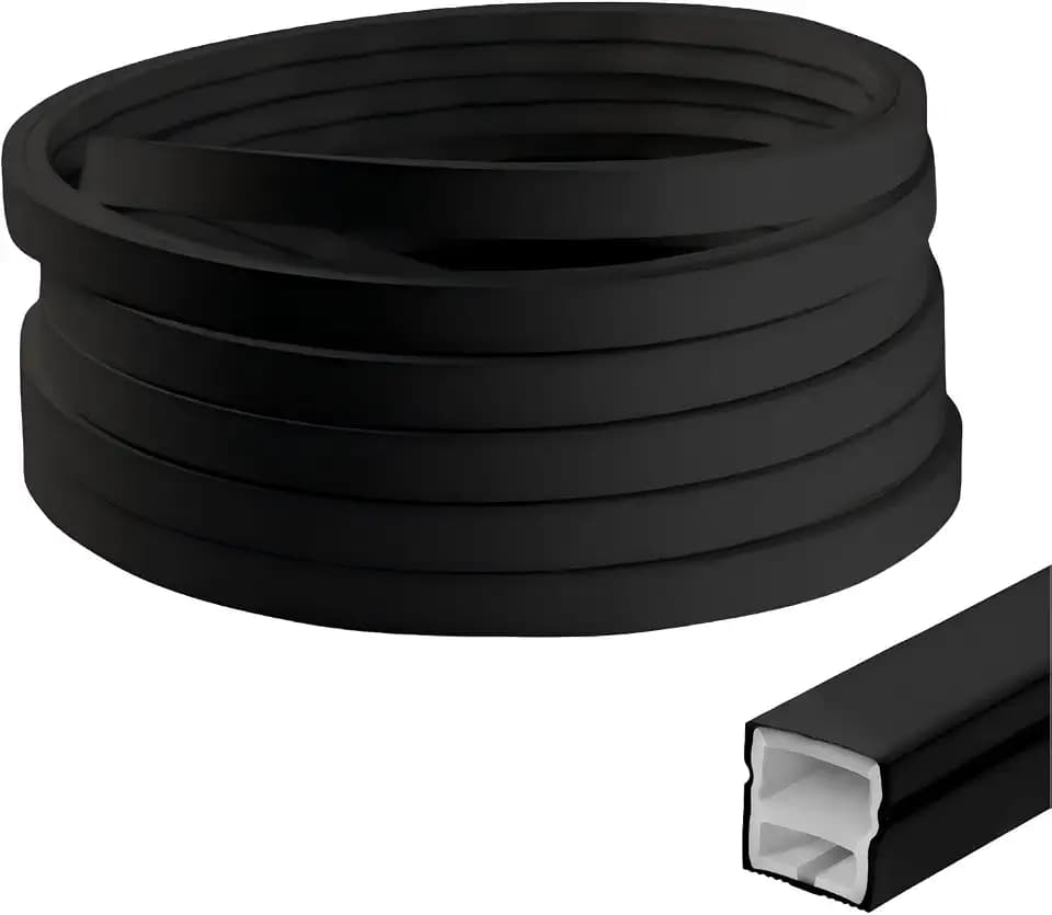 Flexibles Silikon LED Profil, 5m 12x12mm LED Schiene für 8mm Akustikpaneele LED Streifen, IP65 Wasserdicht LED Kanal Diffusor für Decke, Schrank, Bar, Akustikpaneele Beleuchtung (Schwarz, 5 m)