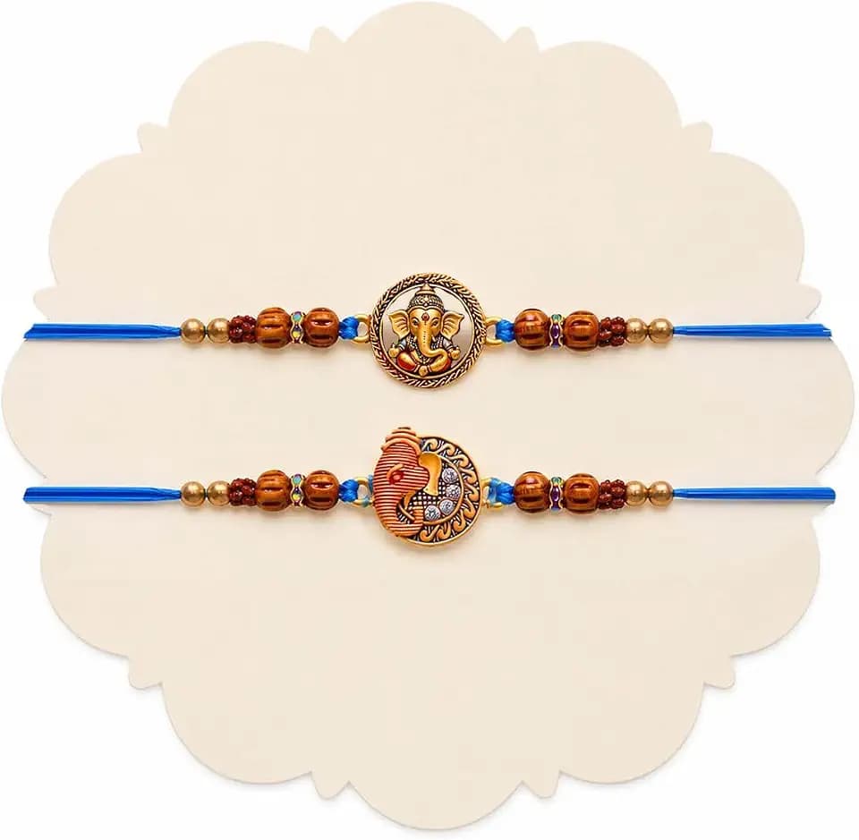 TIED RIBBONS Rakhi for Brother Set of 2 with Roli | Designer Rakhi Thread | Traditional Raksha Bandhan Rakhi Gifts for Brother, Sister, Nephew, Cousin