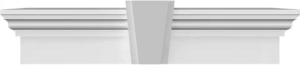 Ekena Millwork 54" Bottom Width x 60 1/4" Top Width x 9"H x 1"P Crosshead w/ Deco Keystone