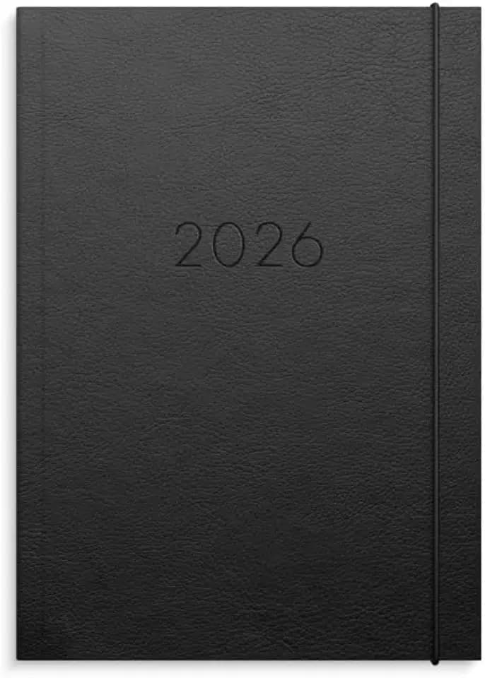 Burde Senator A5 Vega Schwarz, 2026 Terminkalender A5 – Kompakt & Elegant, Schul- & Geschäftsplaner, datiert, wöchentliches Tagebuch, fester Einband