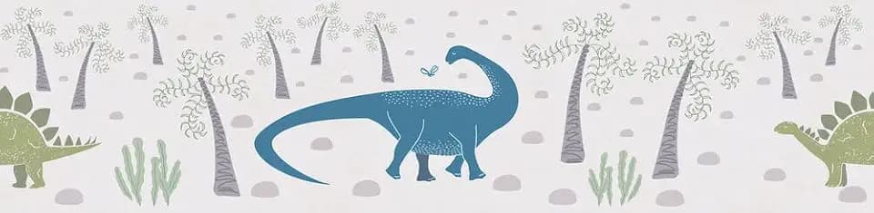 A.S. Création Dino-Bordüre für Kinder – Blau, Bunt, Grün – 5,00 x 0,13 m