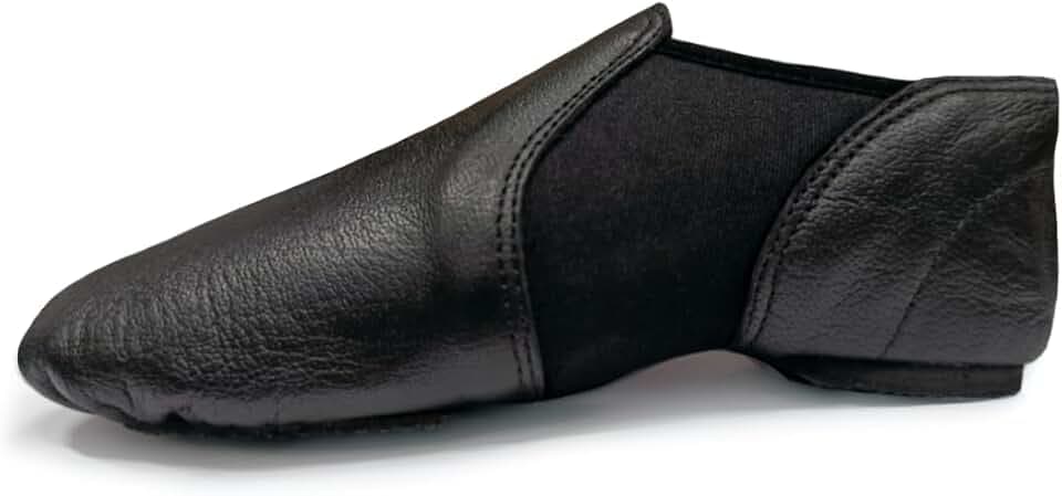 Jazz Shoes - Slip on Jazz Dance Shoes Rubber Split Sole - Soft Leather and Neoprene - Modern Stage Fish Style