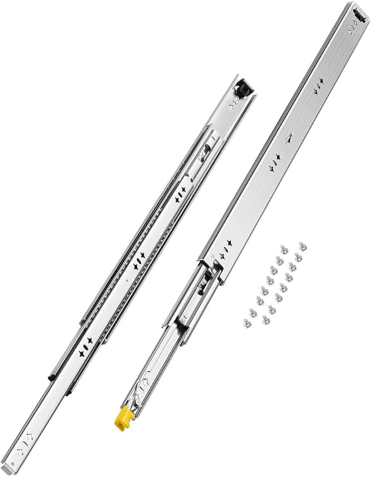 VEVOR 1 Paar Schubladenschienen mit Vollauszug, 750 mm, 113,4 kg Tragkraft, Schubladenführungen, Kugellager mit Sperre, seitlich montierte Teleskopschienen, Ideal für Schränken, Industrieschubladen