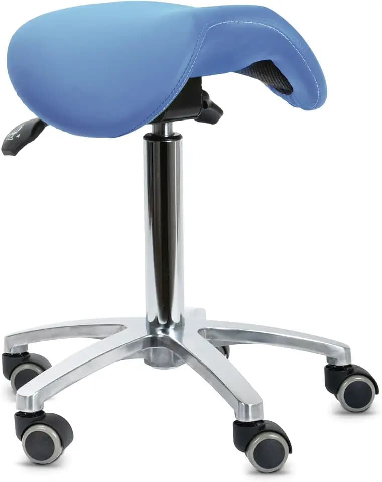 Drehhocker mit kippbarem Sattelsitz Blau
