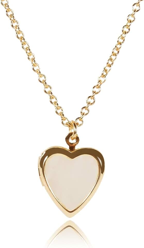 Heart Locket Necklace, Silver Plating With Heart Mother Of Pearl For Women