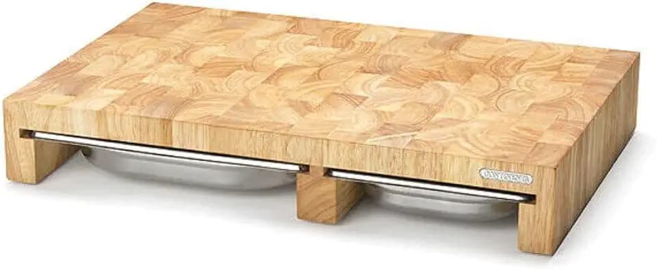 CONTINENTA Schneidebrett mit 3 Edelstahl Schubladen 50 x 32,5 x 8 cm