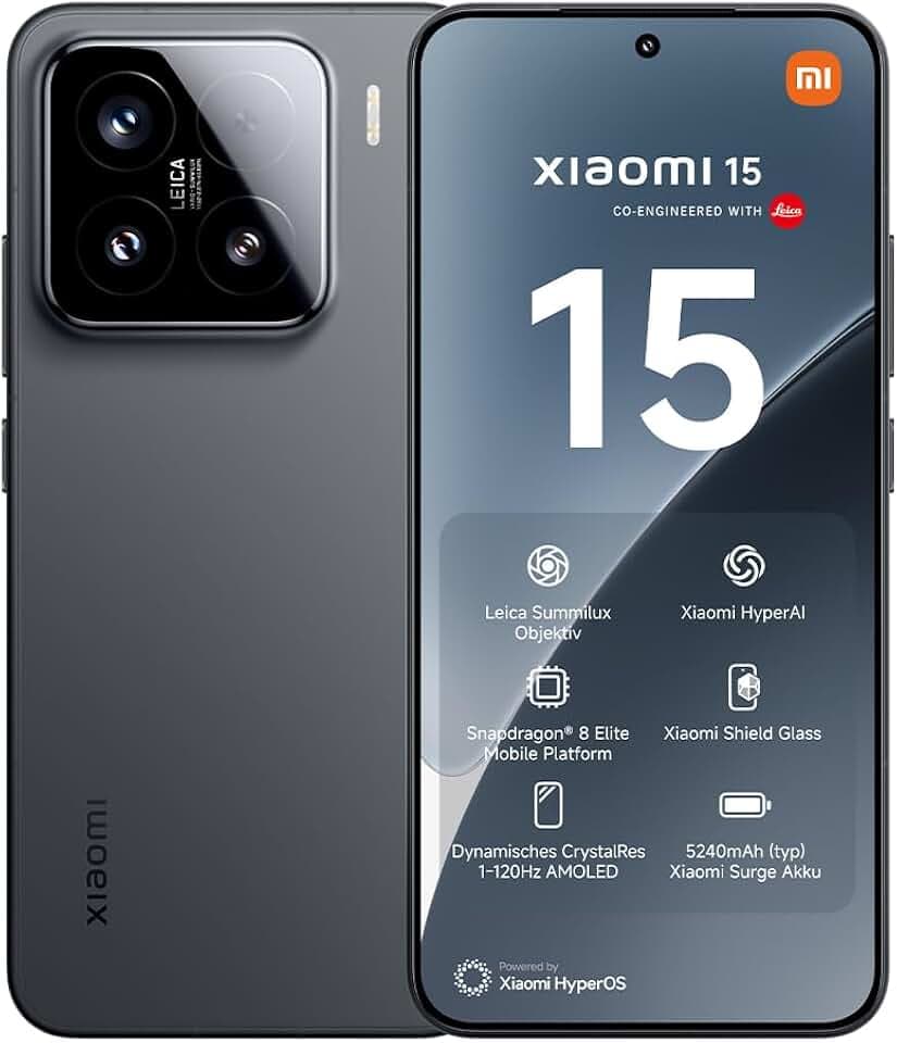 XIAOMI 15 Smartphone, 12+512GB, 50MP Leica Kamera, 5240mAh Akku, Schwarz