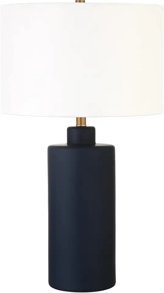 Carlina 25" Tall Ceramic Table Lamp with Fabric Shade in Matte Navy/White