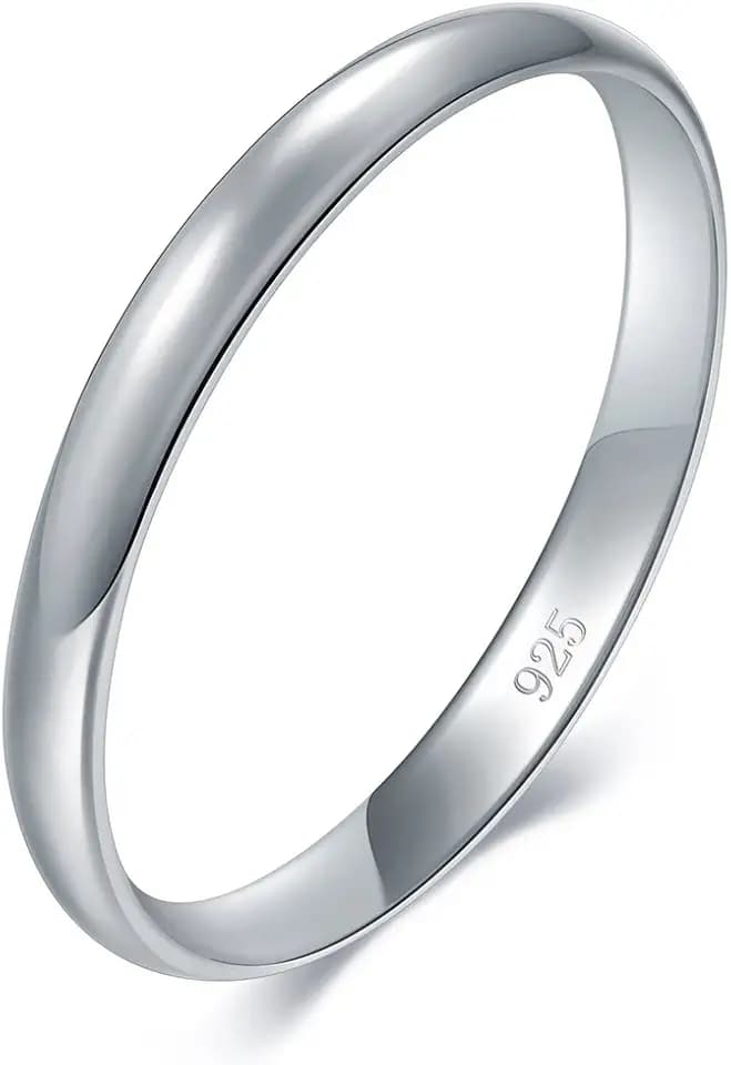 BORUO Stacking Ring, Sterling Silver or Waterproof Gold Plated, Sizes 4-12