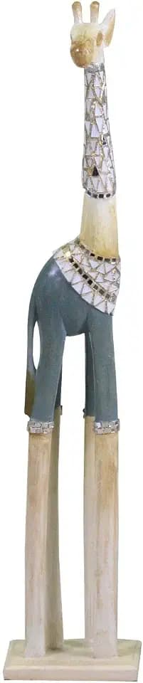 Vacchetti Giuseppe Giraffe aus Holz, hellblau, weiß, Grande