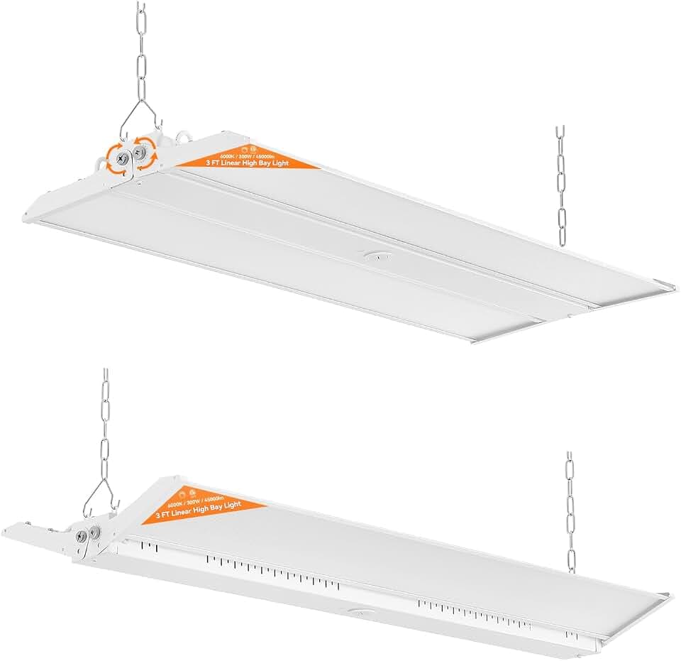 3FT 300W Linear High Bay Shop Lights 2-Pack, 45000lm, 100-277V