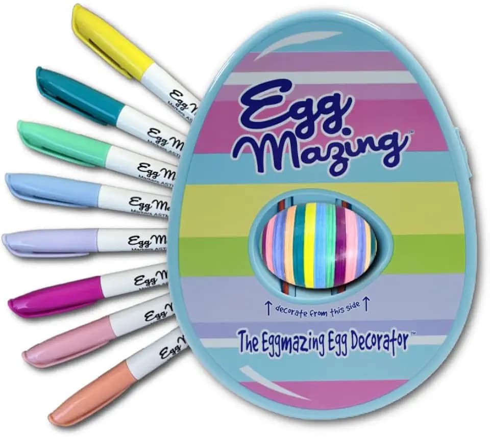 EggMazing Easter Egg Decorating Spinner Kit - 8 Markers, Kids 3+, Blue