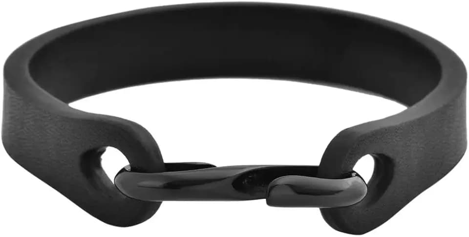 Geoffrey Beene Men's Leather and Stainless Steel Hook Closure Bracelet