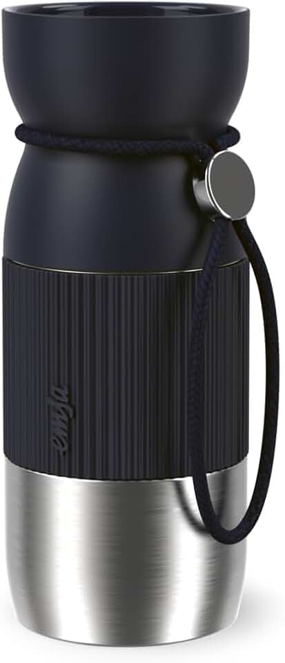 Emsa beYou Cup Mug Isolier-Trinkbecher, 0,36 Liter, aromatischer Trinkgenuss, 100% dicht, spülmaschinengeeignet, für unterwegs, draußen, Büro, mit Trageband, Schwarz, N2191300