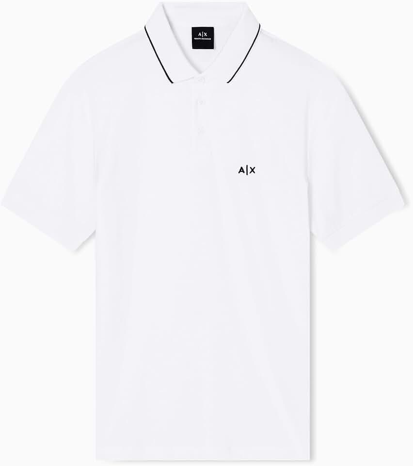 Armani Exchange Herren Essential, Short Sleeve Stiped Collar Side Monogram Logo Polo Shirt