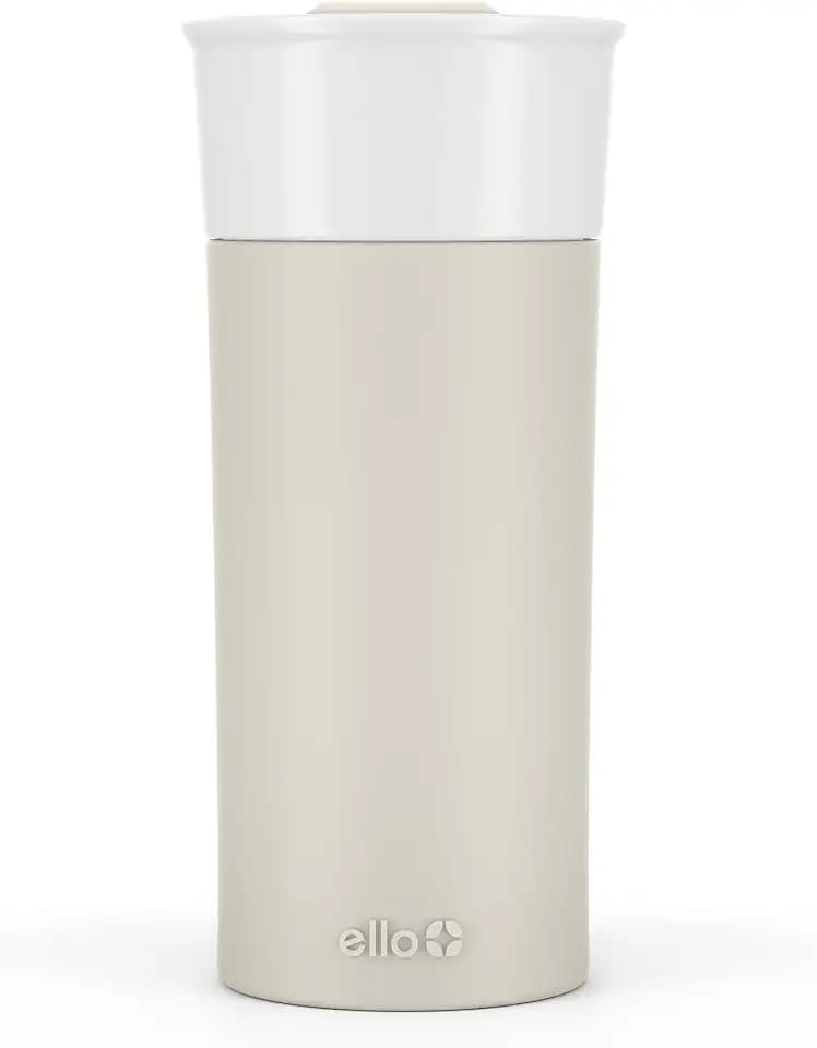 Ello Ogden 16oz Ceramic Travel Mug with Slider Lid and Sleeve, Mineral