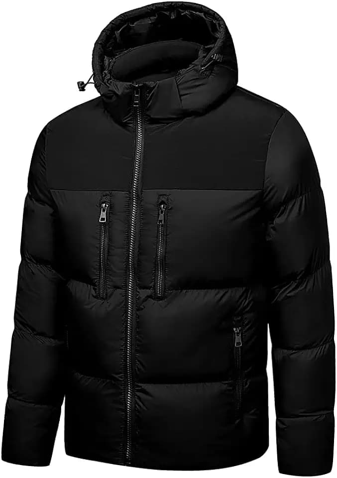 TONY BACKER Herrenjacke Daunenjacke mit abnehmbarer Kapuze, warme Jacke, lässig, mehrere Taschen, synthetisches Material, winddicht
