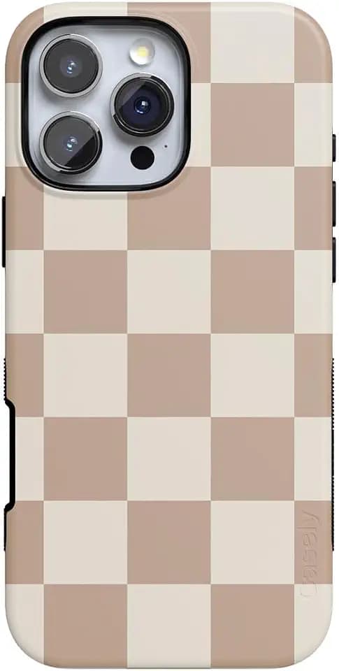 Casely iPhone 16 Pro Max Case | Fit Check | Neutral Checkerboard | Bold Protective Design | MagSafe Compatible Design