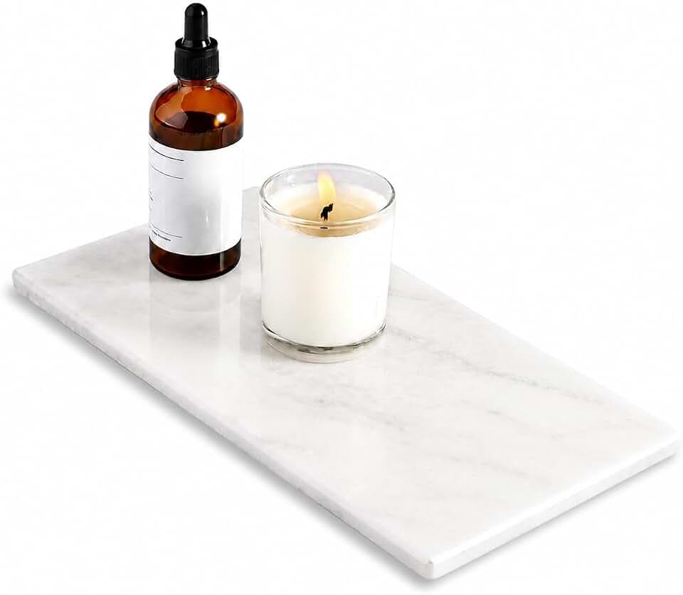 Natural Marble Decorative Tray, 12"x6" Namib Fantasy Stone Bathroom Trays