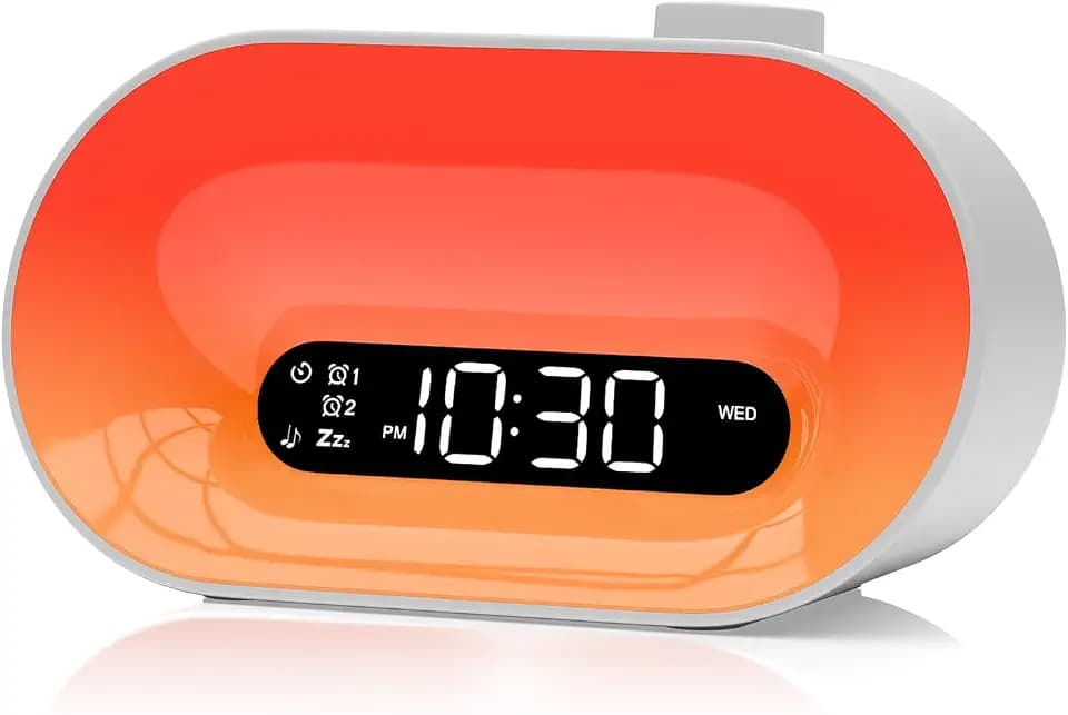 APUZOM Tageslichtwecker Sonnenaufgang Wecker, Lichtwecker mit DUAL Alarmen