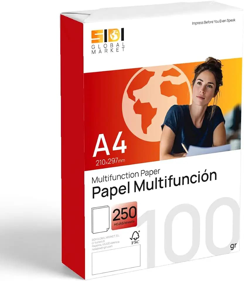 A4 Papier 100g, Druckerpapier für Laser- und Tintenstrahldrucker, Weißes Papier zum Drucken, Schreiben oder Zeichnen, DIN A4 210x297 mm, Papierpaket für Büro und Zuhause - SIDI (100g, 250 Blatt)