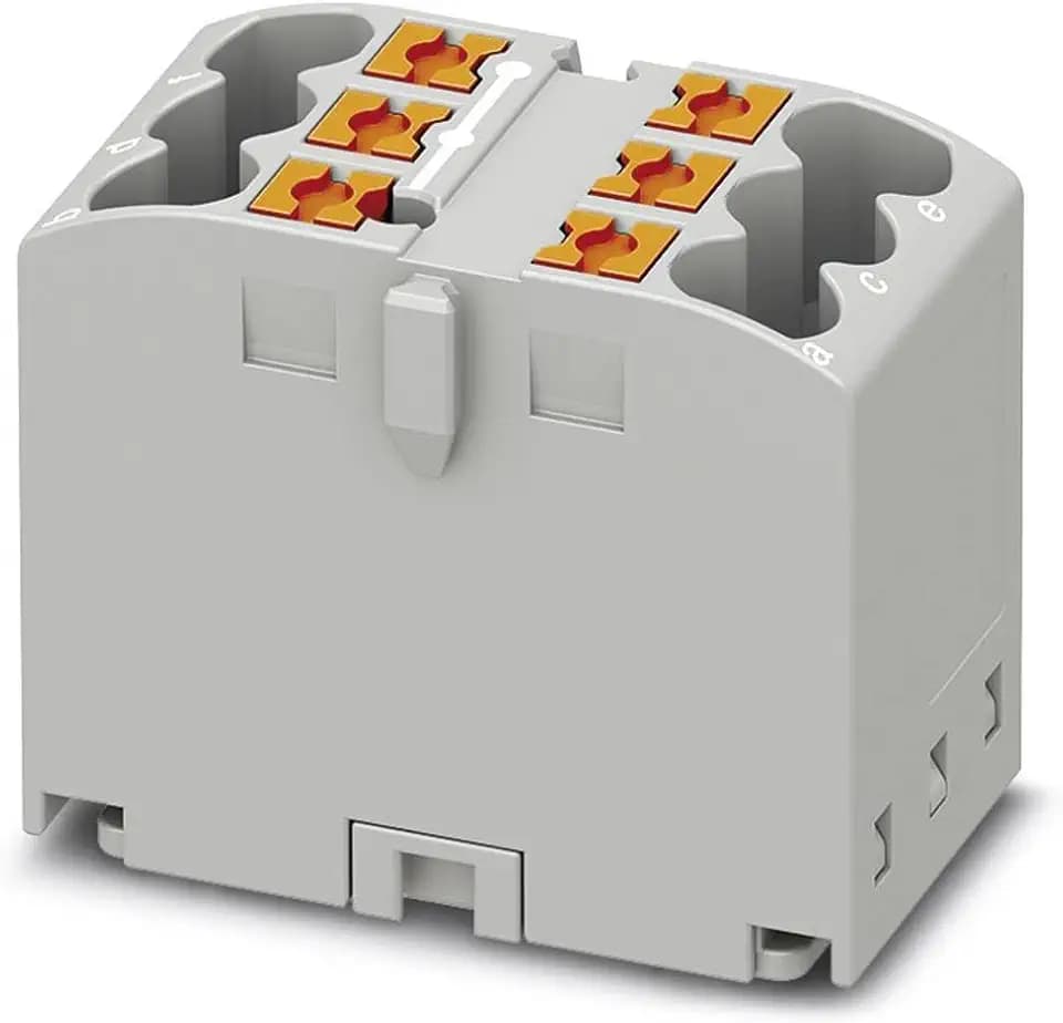 Phoenix Contact PTFIX 6X2,5 GY Verteilerblock, Grundklemme, 450 V, 24 A, Anzahl der Anschlüsse 6, Querschnitt 0,14 mm²-4 mm², AWG: 26-12, Breite 16 mm, Höhe 21,7 mm, Grau, 10 Stück