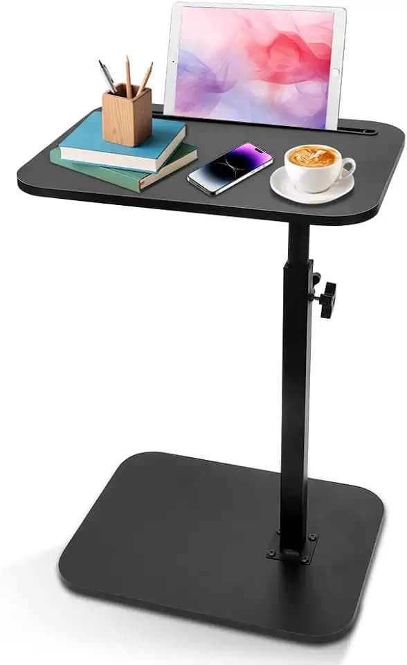 Beistelltisch C Form, 360° Rotierbarer und Höhenverstellbar Sofatisch, Couchtisch, Wohnzimmertisch, Kaffeetisch Side Table Sofa Table Betttisch für Schlafzimmer Bett Bett und kleine Räume (Schwarz)