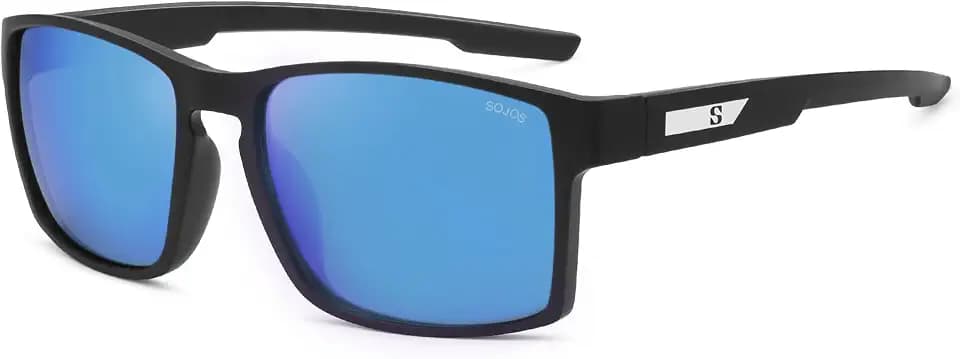 SOJOS Polarisierte Quadratische Sonnenbrille Herren Leichtgewicht fahrrad Sport Sonnenbrillen Unisex mit UV400 Schutz SJ2600