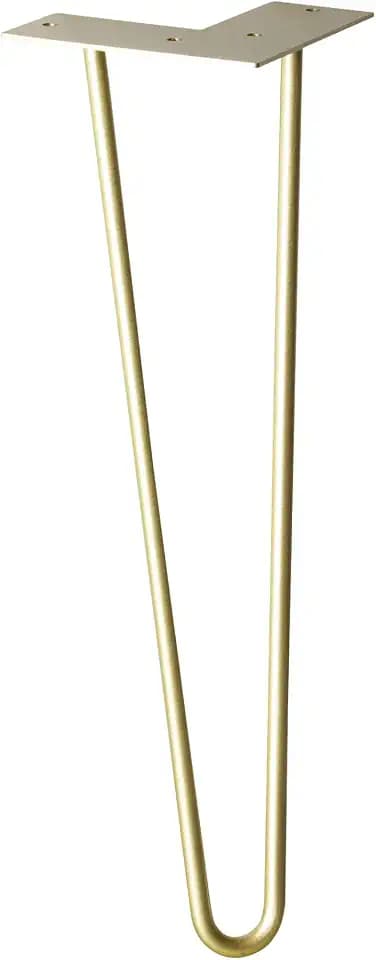 WAGNER Möbelbein/Tischbein/Möbelfuß - Hairpin Leg - Retro Style - Stahl pulverbeschichtet Gold, 12 x 12 x 40 cm, Bein konisch/schräg verlaufend, integrierte Anschraubplatte - 12824501