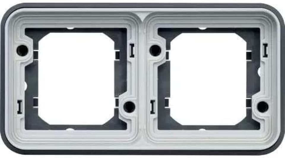Soporte de empotrar, 2 elementos, horizontal, gris