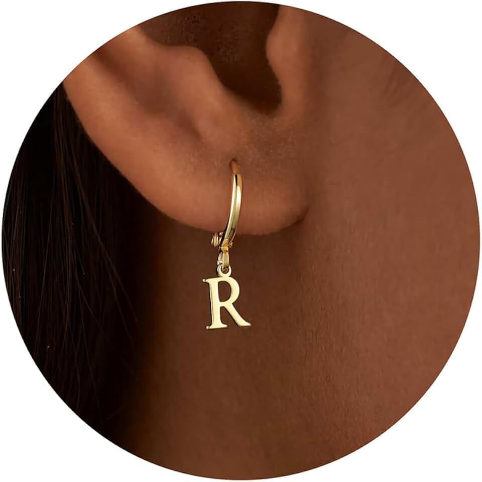 IEFWELL Earring for Teen Girls, Initial Hoop Earrings Hypoallergenic, A-Z