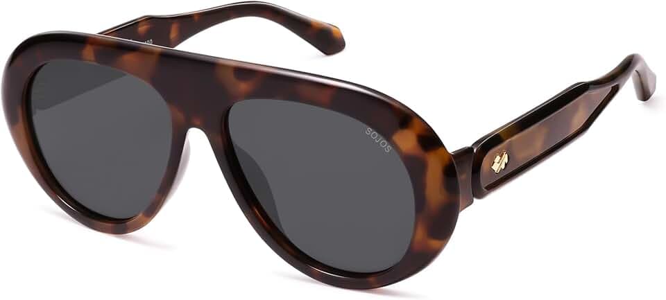 SOJOS Trendy Oversized Polarized Aviator Sunglasses for Women Men SJ2390