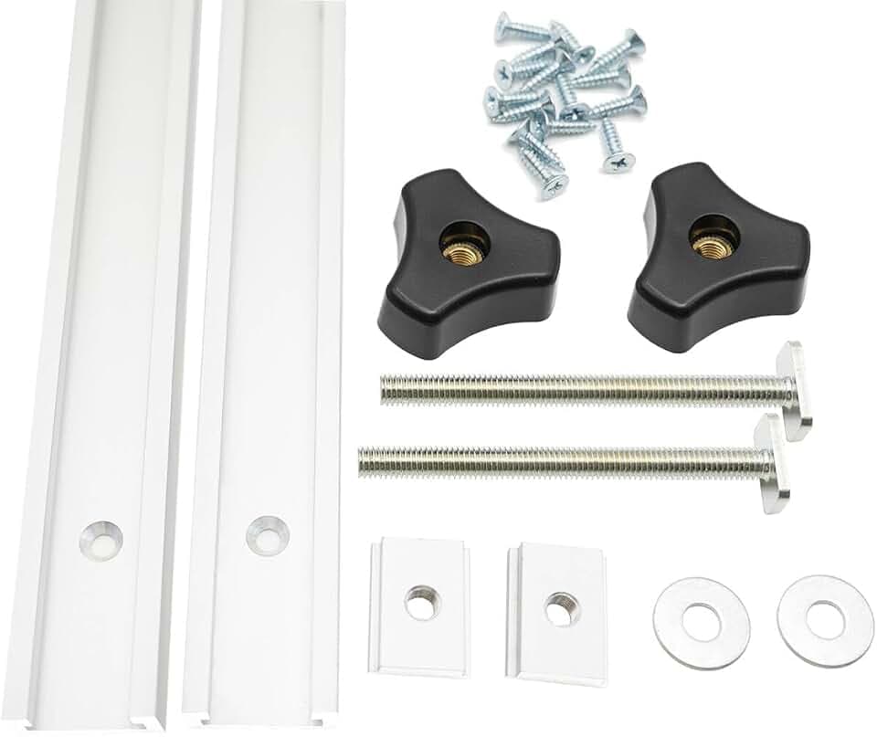 Iverntech 2er-Set Silberne 400 mm Aluminium T Track T-Nutenschienen mit M8 Schieber, M8 Schrauben mit Knaufschrauben, selbstschneidenden Schrauben für Holzbearbeitungsschablonen