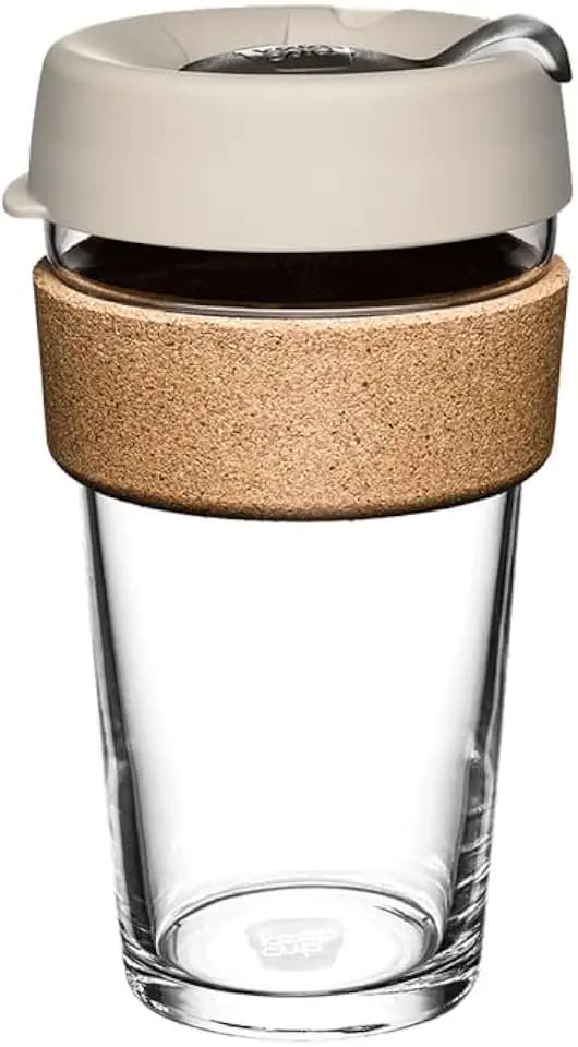 KeepCup Wiederverwendbare Kaffeetasse, gehärtetes Glas und Naturkork, 454 ml, Filter