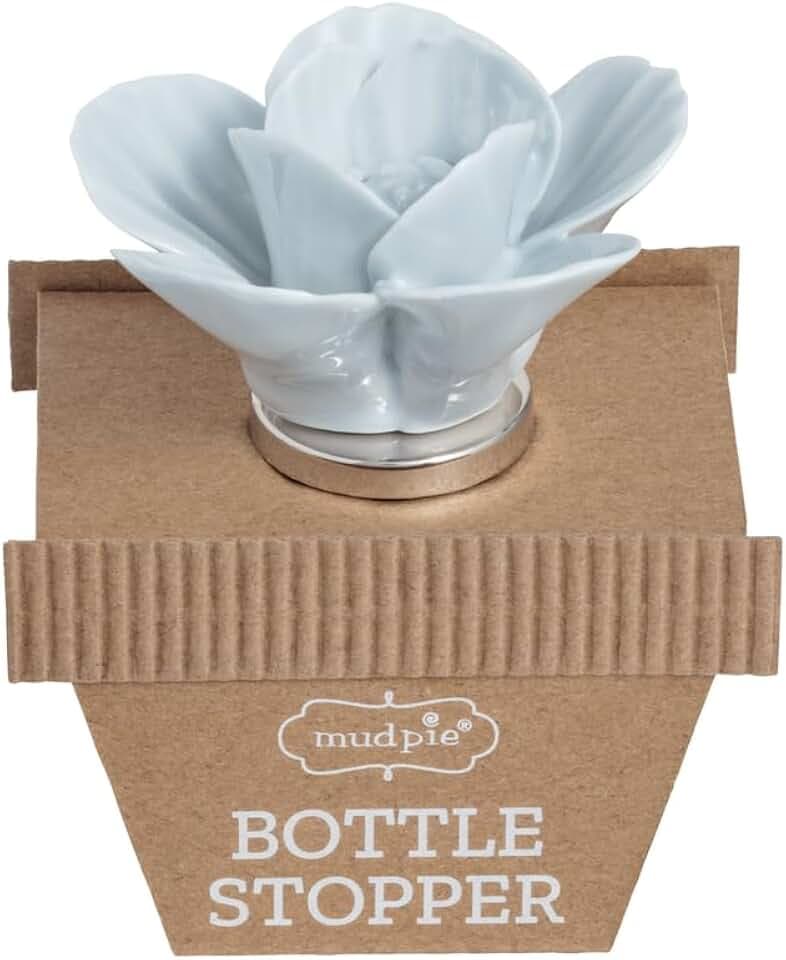 Mud Pie Stoneware Blue Flower Bottle Stopper