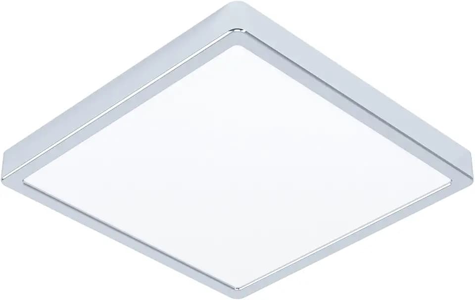 EGLO LED Deckenleuchte Fueva 5, L x B 28,5 cm, Aufbauleuchte | Bad-Deckenlampe aus Metall in Chrom und Kunststoff Leuchtfläche in Weiß, Badezimmer Lampe, LED Aufbaulampe neutralweiß, IP44