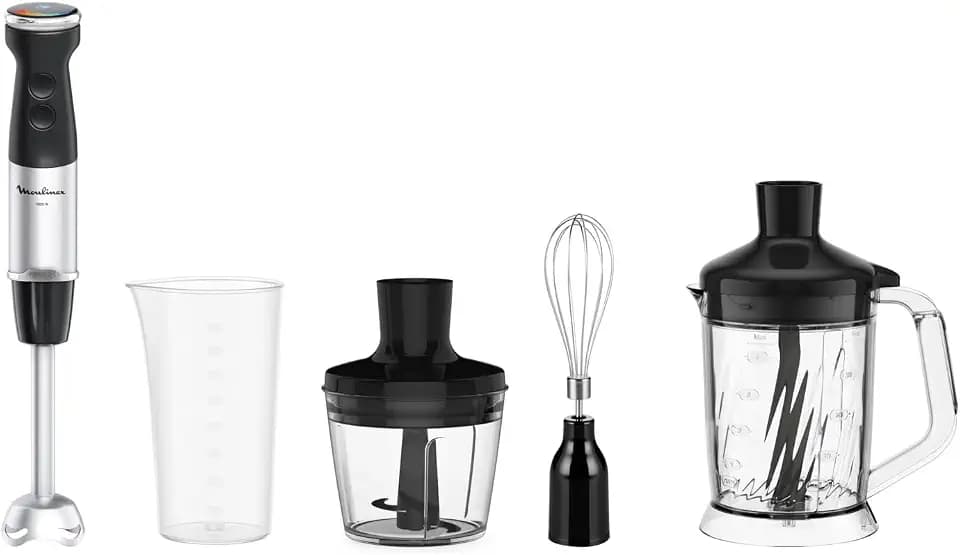 Moulinex Quickchef+, Stabmixer, Technologie mit Powelix-Klingen, Leistung 1000 W, Mixer mit Schnellmischung und leisem Modus, spülmaschinenfest, DD67L8